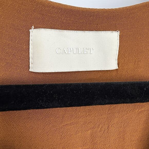 Capulet 3/4 Sleeve Ankle Jumpsuit size Medium V Neck Rust Brown Rayon - Picture 8 of 11